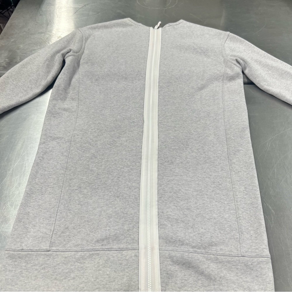 Athleta Cozy Karma Back Zip Sweatshirt Dress, Gray - Picture 9 of 12
